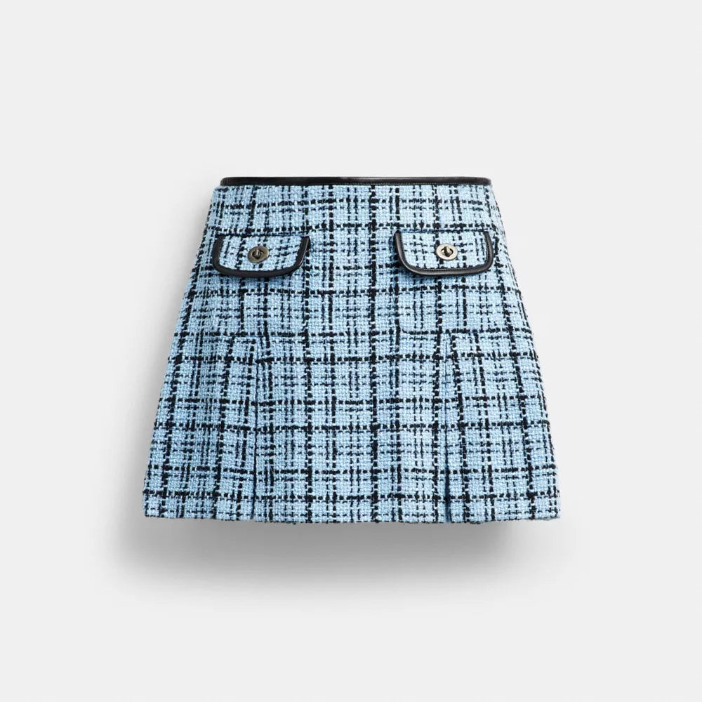 Turnlock Tweed Skirt - Blue