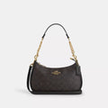 Teri Shoulder Bag In Signature Canvas - Gold/Walnut/Black