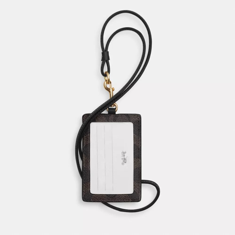 ID Lanyard In Signaure Canvas - Signature Canvas/Gold/Walnut/Black