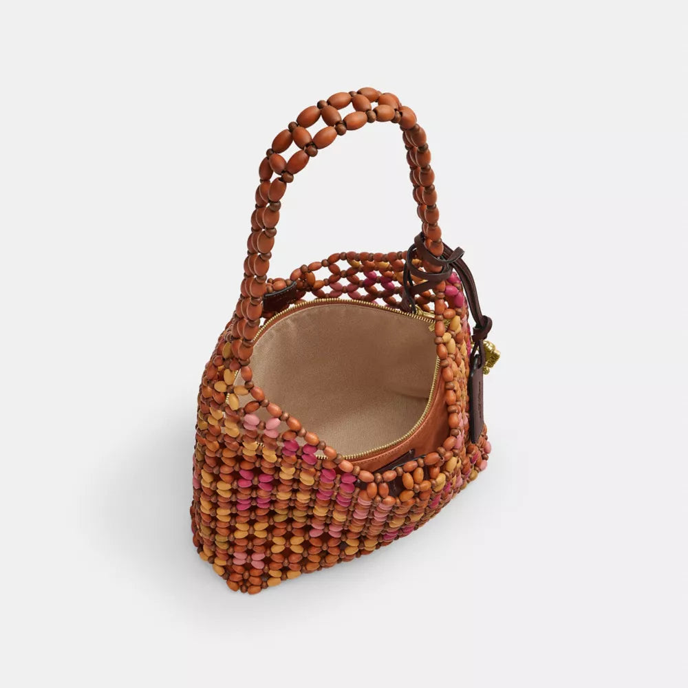 Brooklyn Shoulder Bag 28 With Wooden Beading - Brass/Maple Multi
