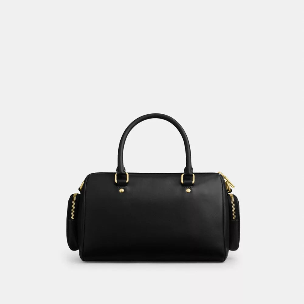 Rowan Satchel Bag With Pockets - Gold/Black