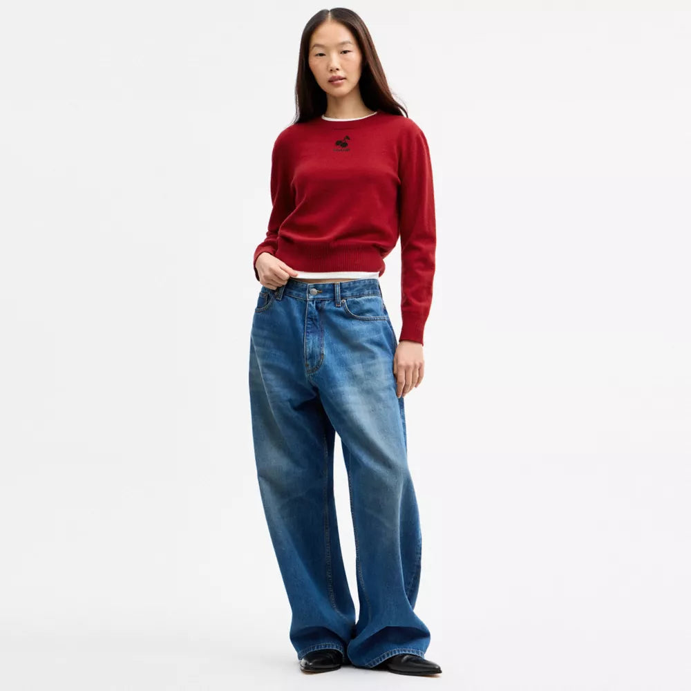 Mini Intarsia Crewneck Sweater - Red