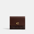 Mila Small Flap Wallet In Signature Canvas - Coated Canvas/Brass/Maple