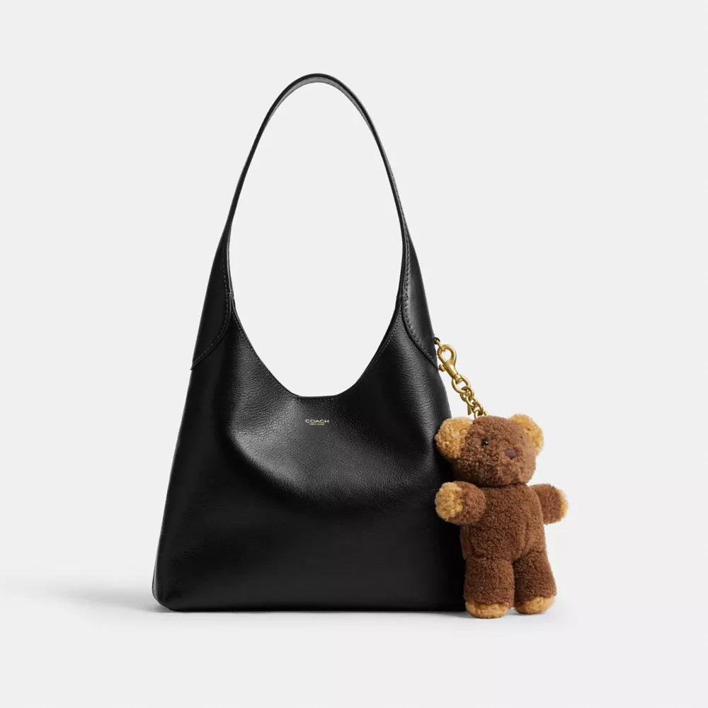 Teddy Bear Bag Charm In Shearling - Shearling/Brass/Multi