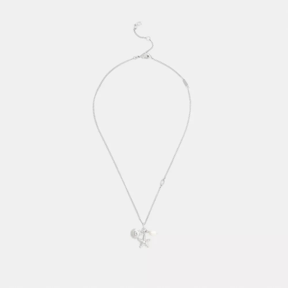 Pearl And Seashell Pendant Necklace - Silver/Pearl