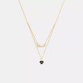 Coach Script Resin Heart Layered Necklace - Gold/Black