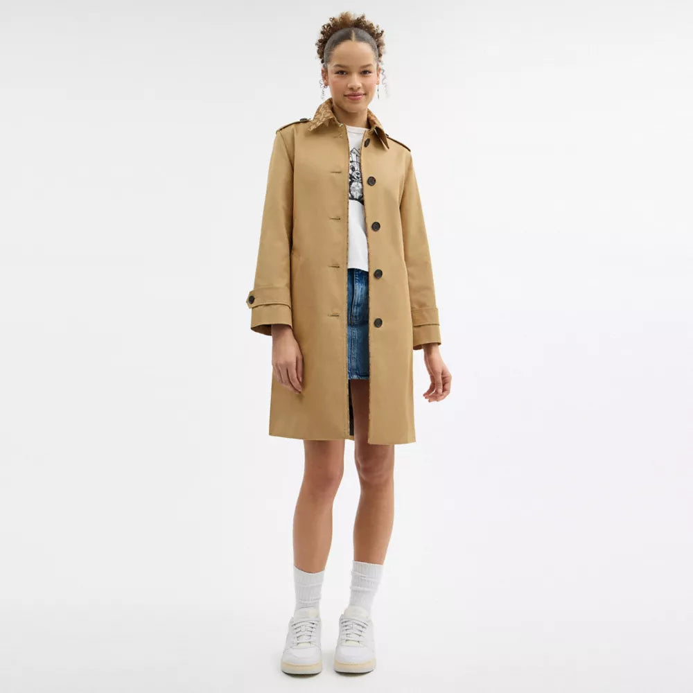 Trench With Signature Piping - Khaki