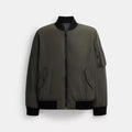 Reversible Bomber Jacket In Recycled Polyester - Olive/Charcoal Signature