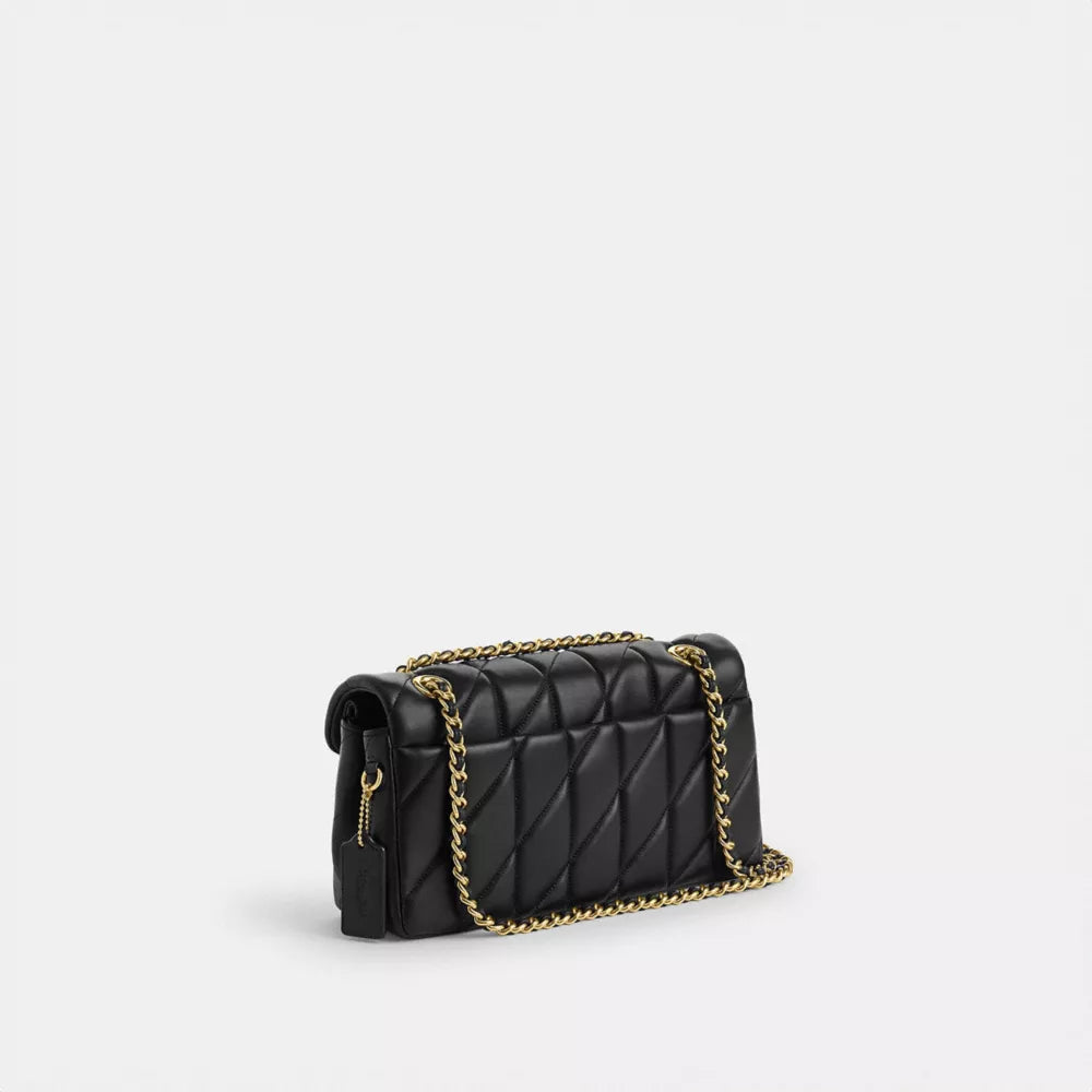 Tabby Shoulder Bag 26 With Pillow Quilting - Brass/Black