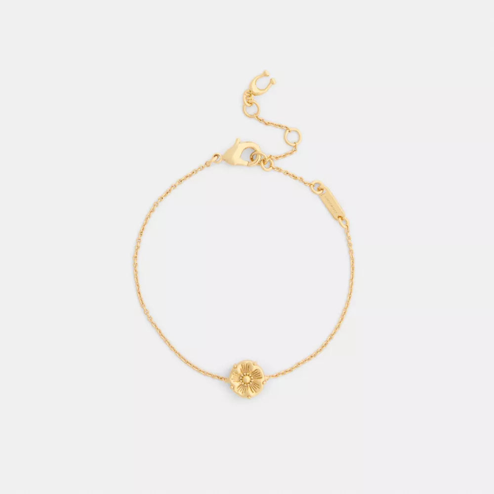 Tea Rose Solitaire Linear Bracelet - Gold