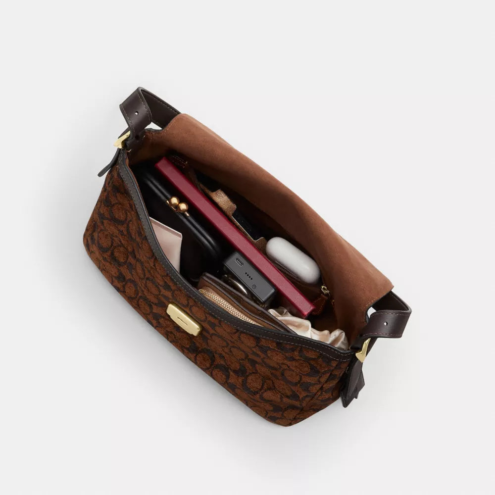 Etta Flap Bag In Signature Chenille - Signature Chenille/Gold/Truffle