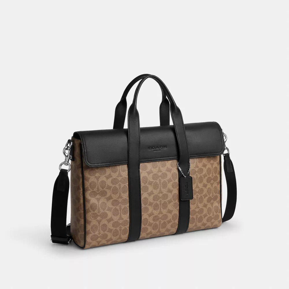 Sullivan Portfolio Brief In Signature Canvas - Signature Canvas/Silver/Tan Black