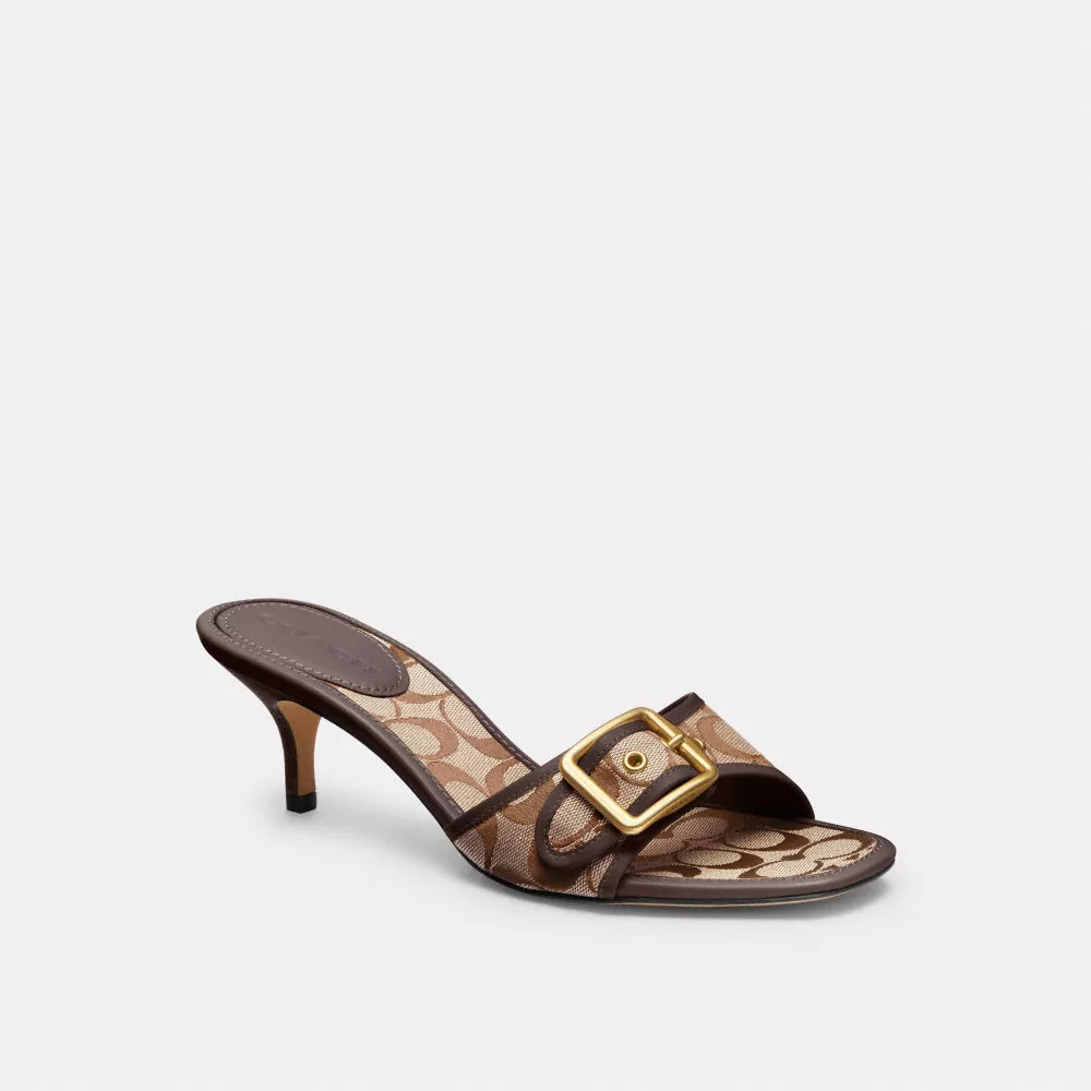 Margot Sandal In Signature Sateen Jacquard - Signature Jacquard/Khaki/Maple