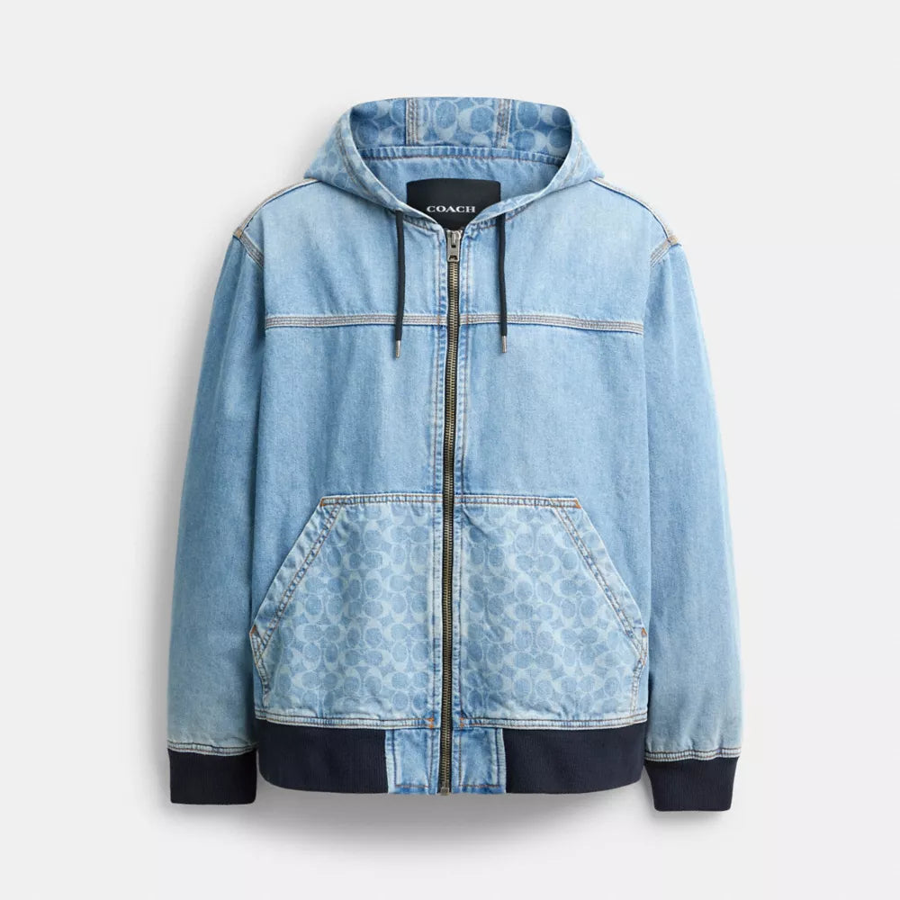 Signature Denim Zip Jacket - Medium Wash