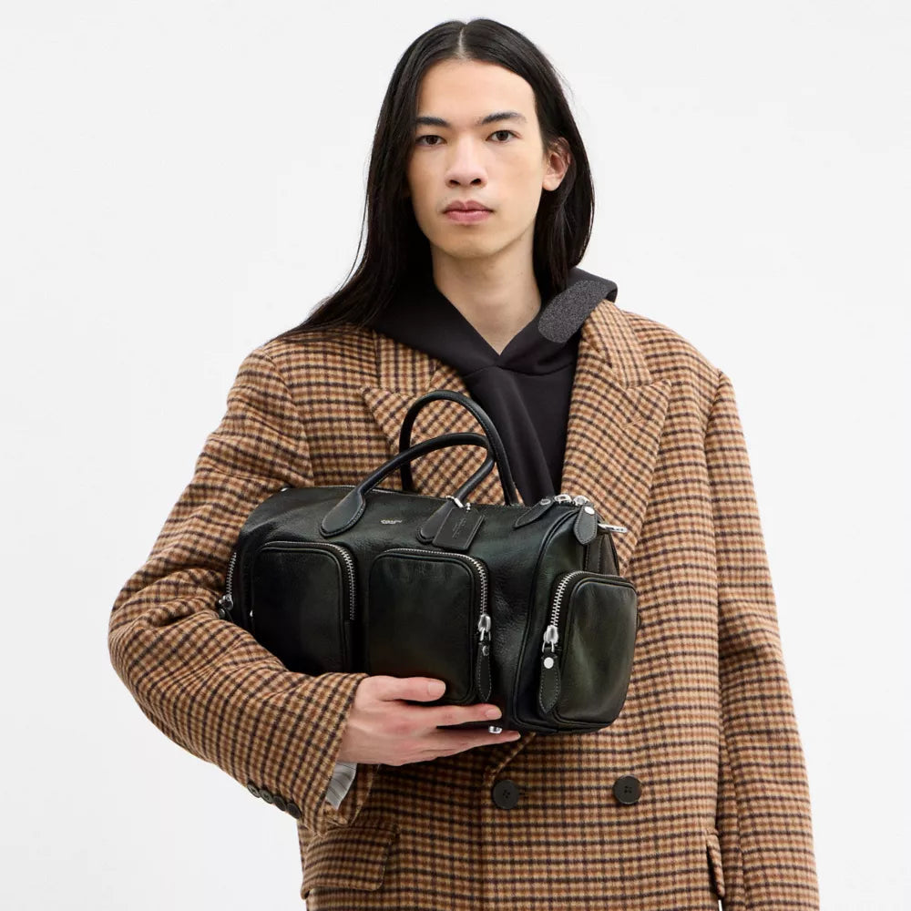 Compass Bag 35 With Pockets - Pebbled Leather/Navy/Green