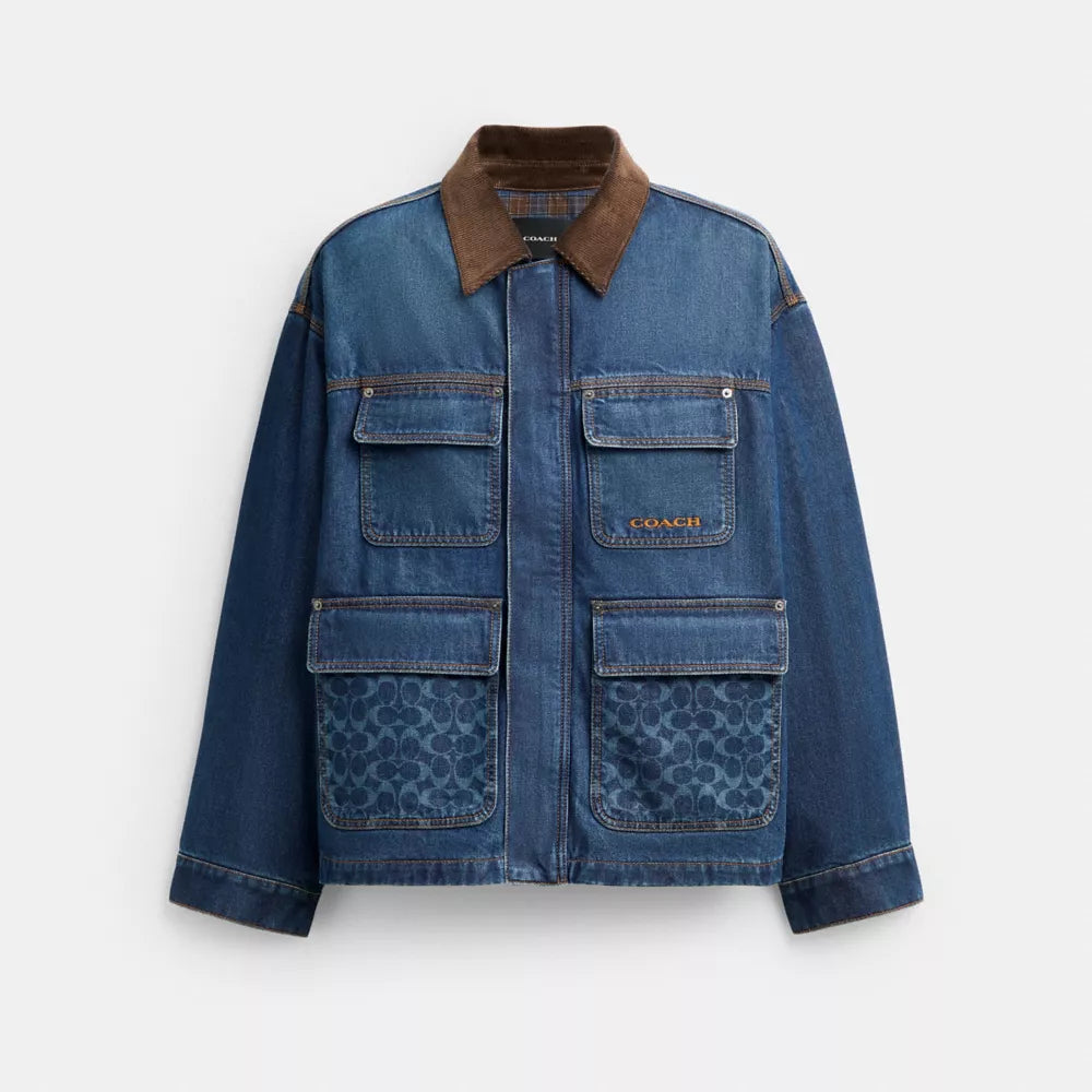 Denim Chore Coat With Flannel Lining - Buffalo Dark Wash
