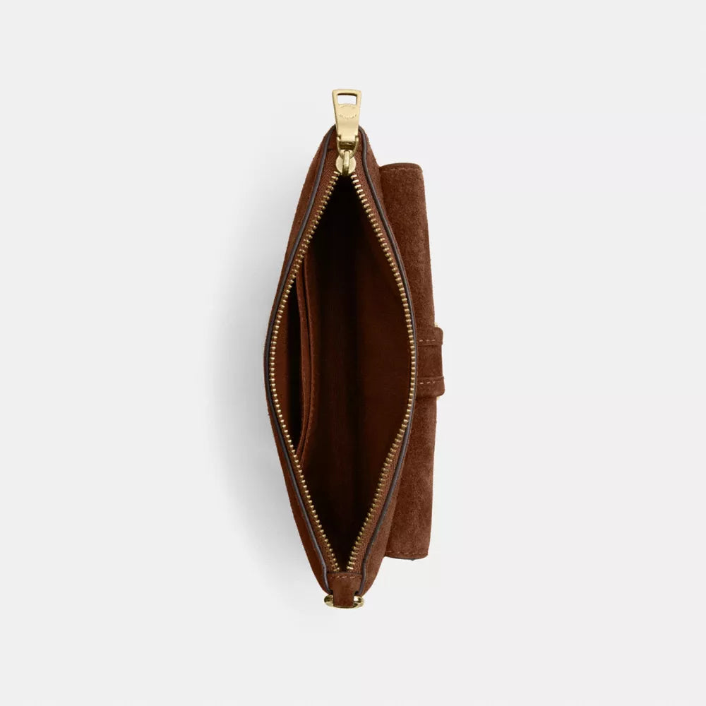Ashton Wristlet - Suede/Gold/Warm Brown