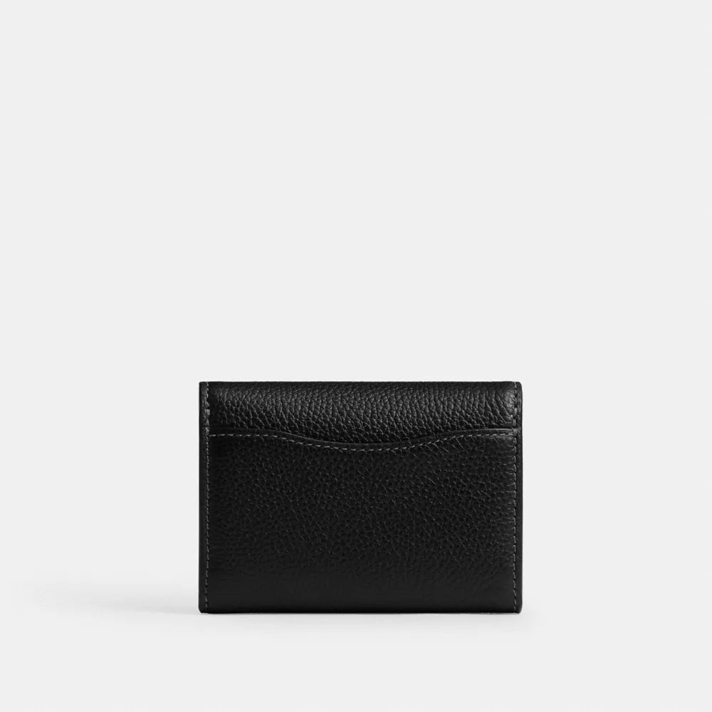 Essential Flap Card Case - Pebble Leather/Brass/Black