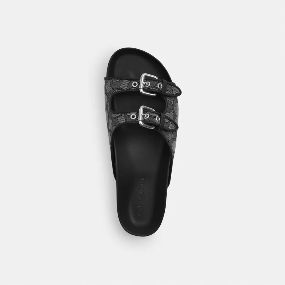 Two Band Buckle Sandal In Signature Jacquard - Signature Jacquard/Charcoal/Black