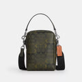 Tristan Crossbody Bag 14 In Signature Camo Print - Signature Canvas/Silver/GREEN