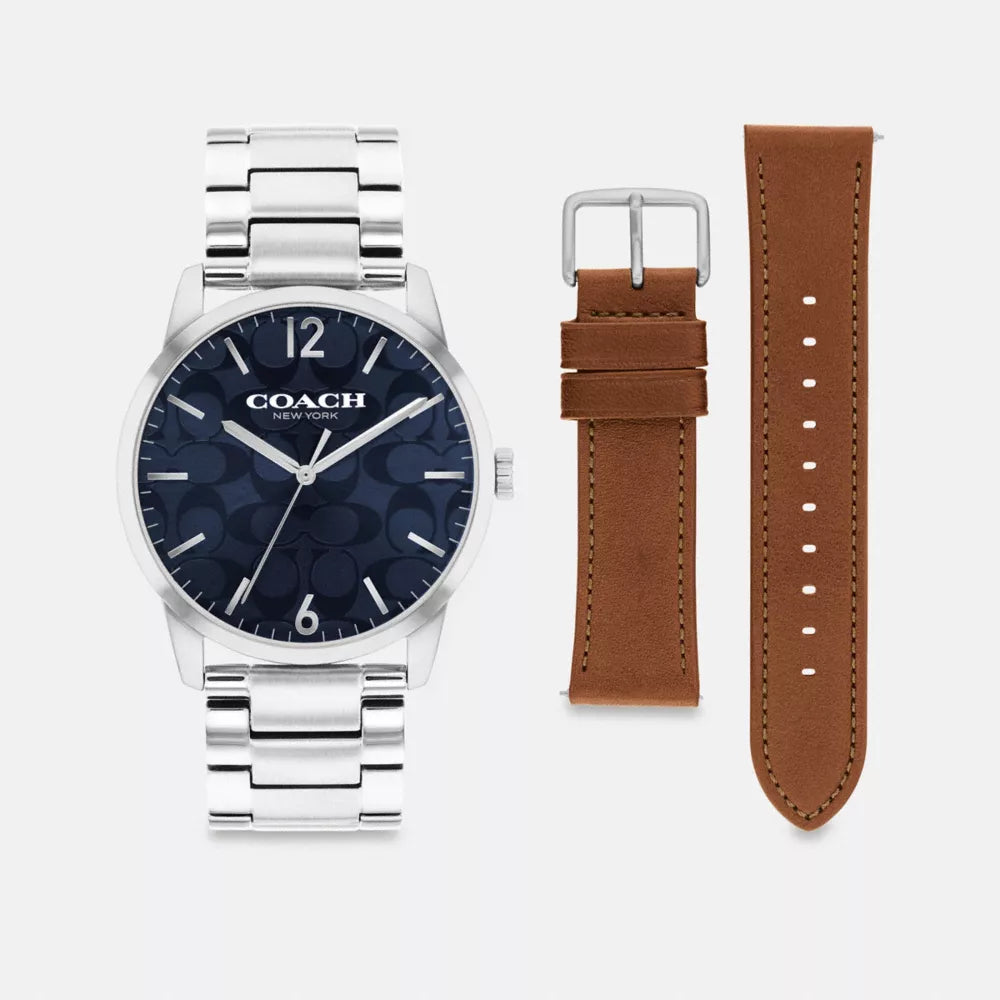 Keane Watch Gift Set, 39MM - Stainless Steel/ Saddle