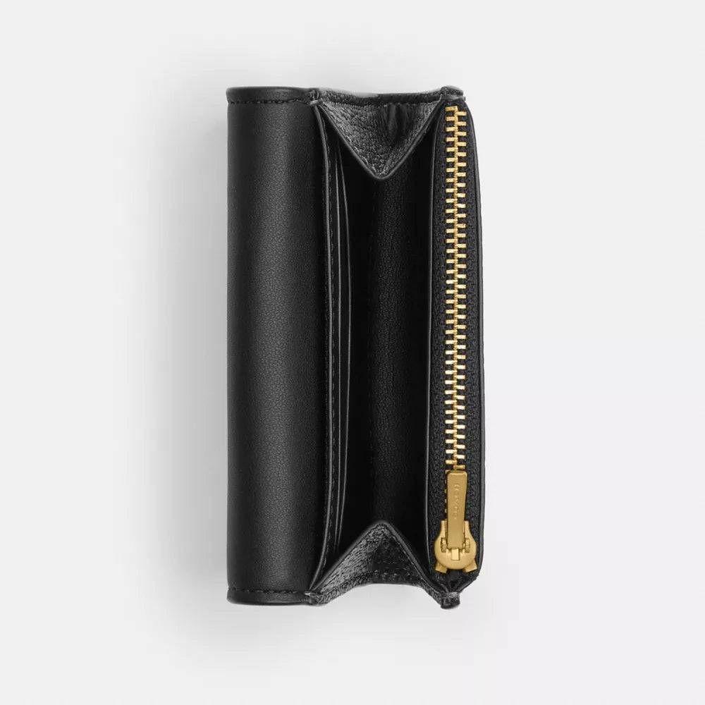 Essential Flap Card Case - Pebble Leather/Brass/Black
