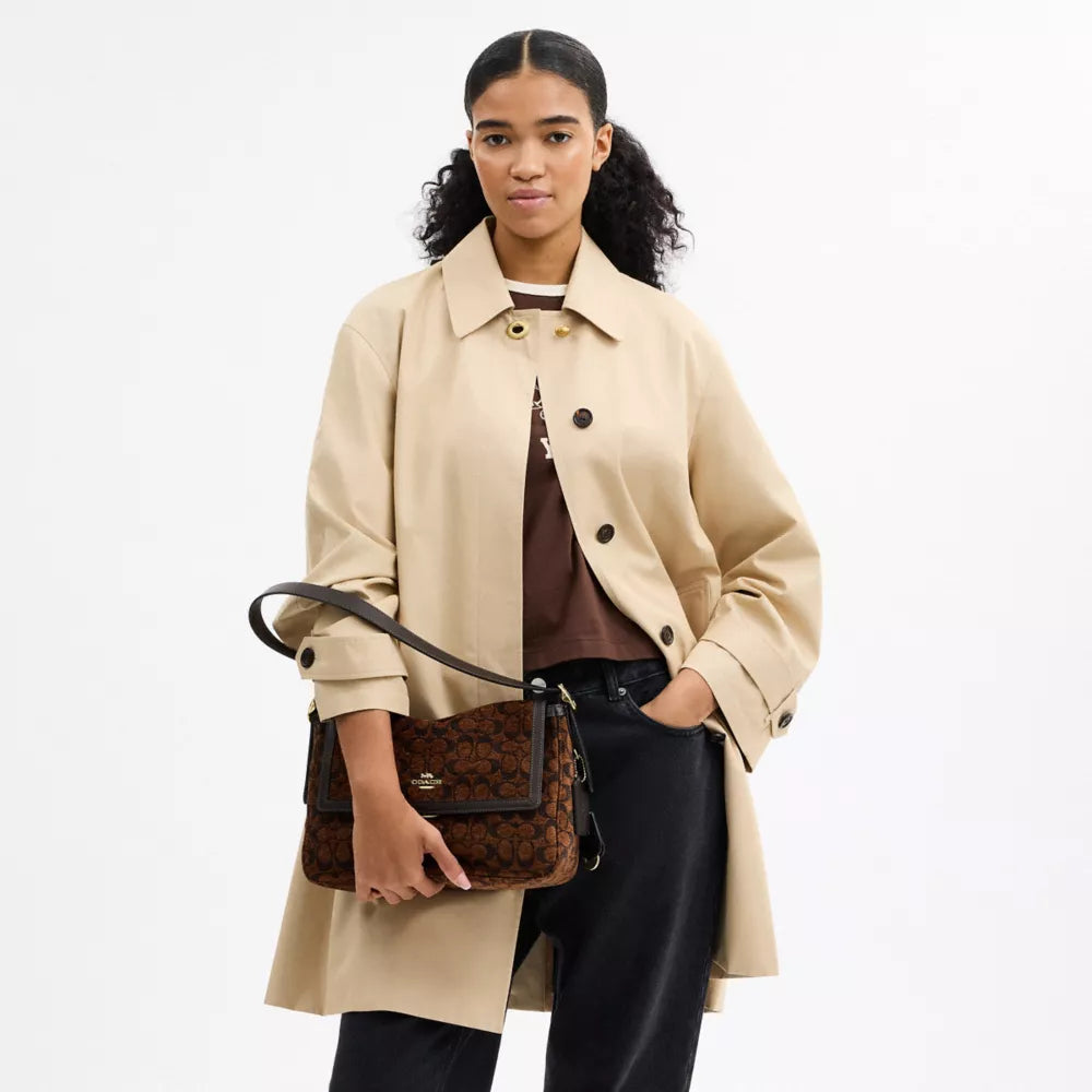 Etta Flap Bag In Signature Chenille - Signature Chenille/Gold/Truffle