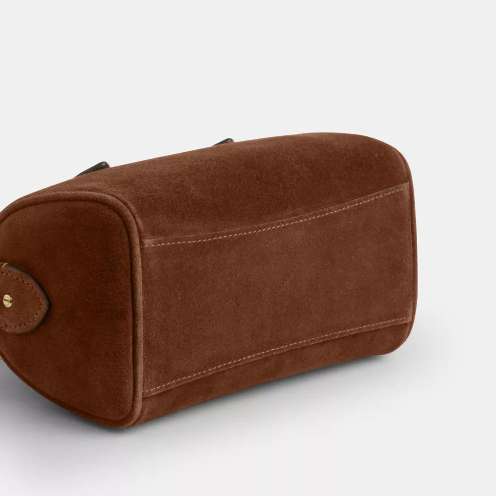 Mini Rowan Crossbody Bag - Suede/Gold/Warm Brown