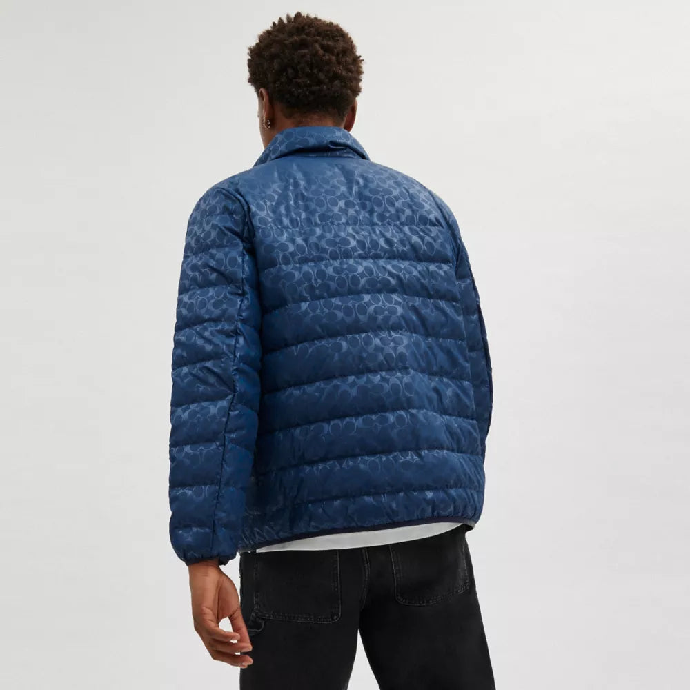 Lightweight Down Jacket In Recycled Polyester - Washed Navy
