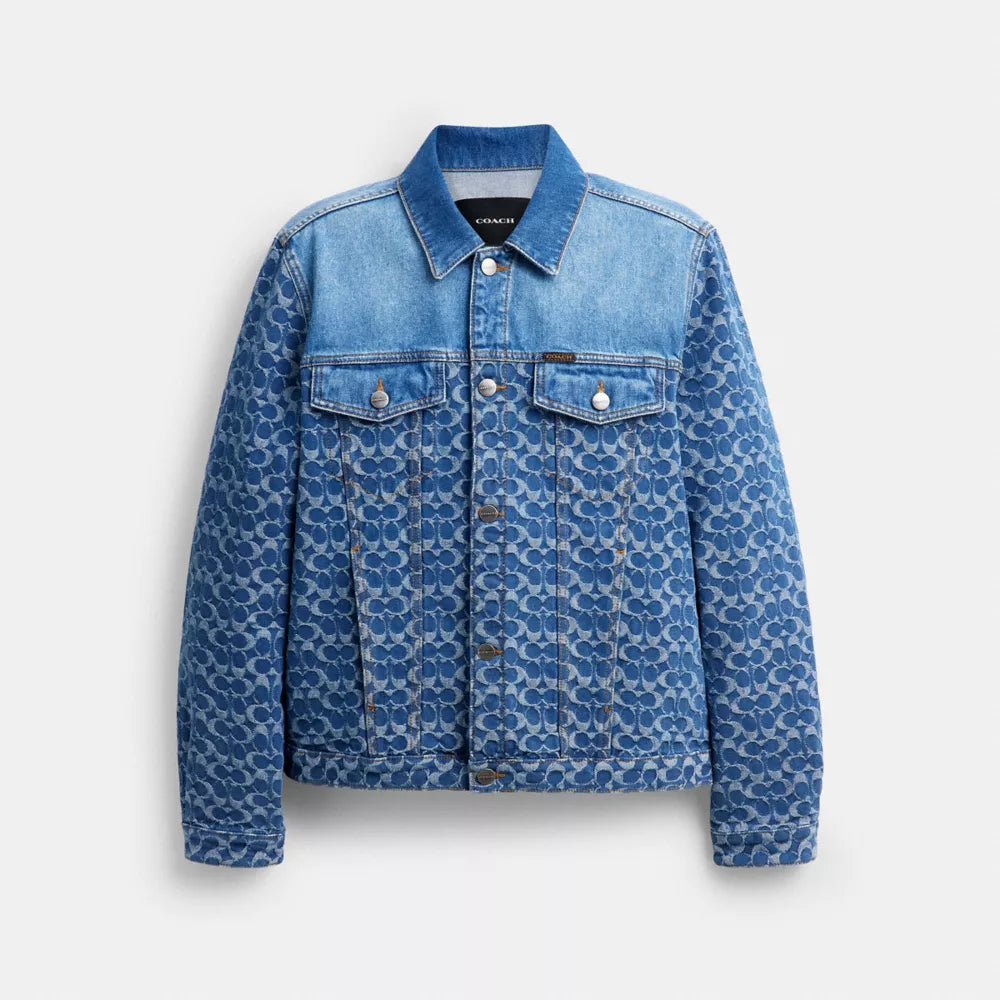 Signature Trucker Jacket In Organic Cotton - Blue Signature