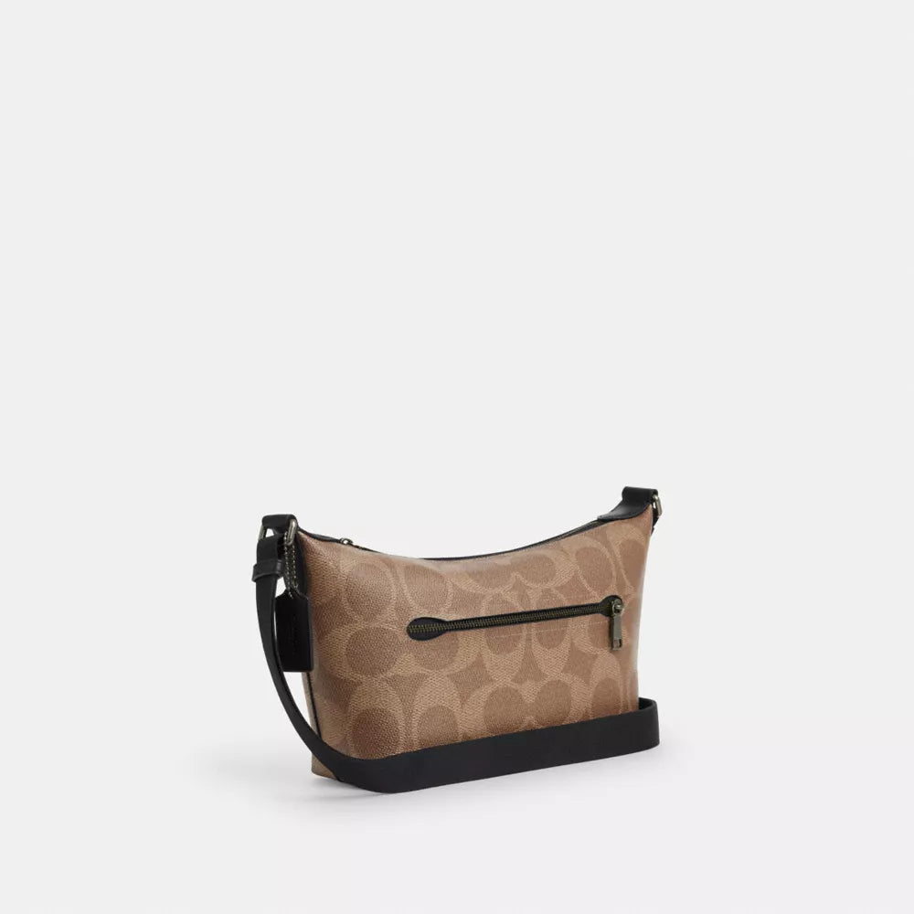 Small Finn Crossbody Bag With Pouch In Maxi Signature Canvas - Signature Canvas/Gunmetal/Tan/Black