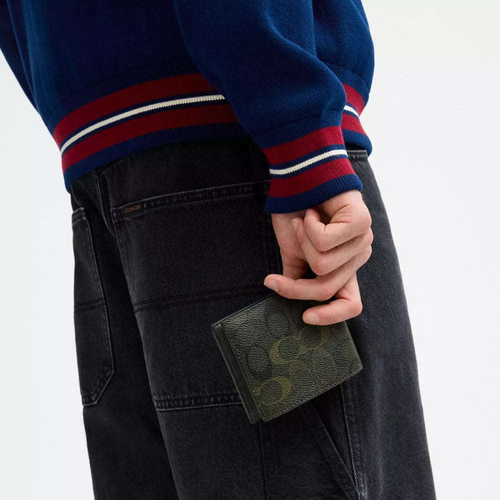 3-In-1 Wallet In Signature Camo Print - Signature Canvas/Green