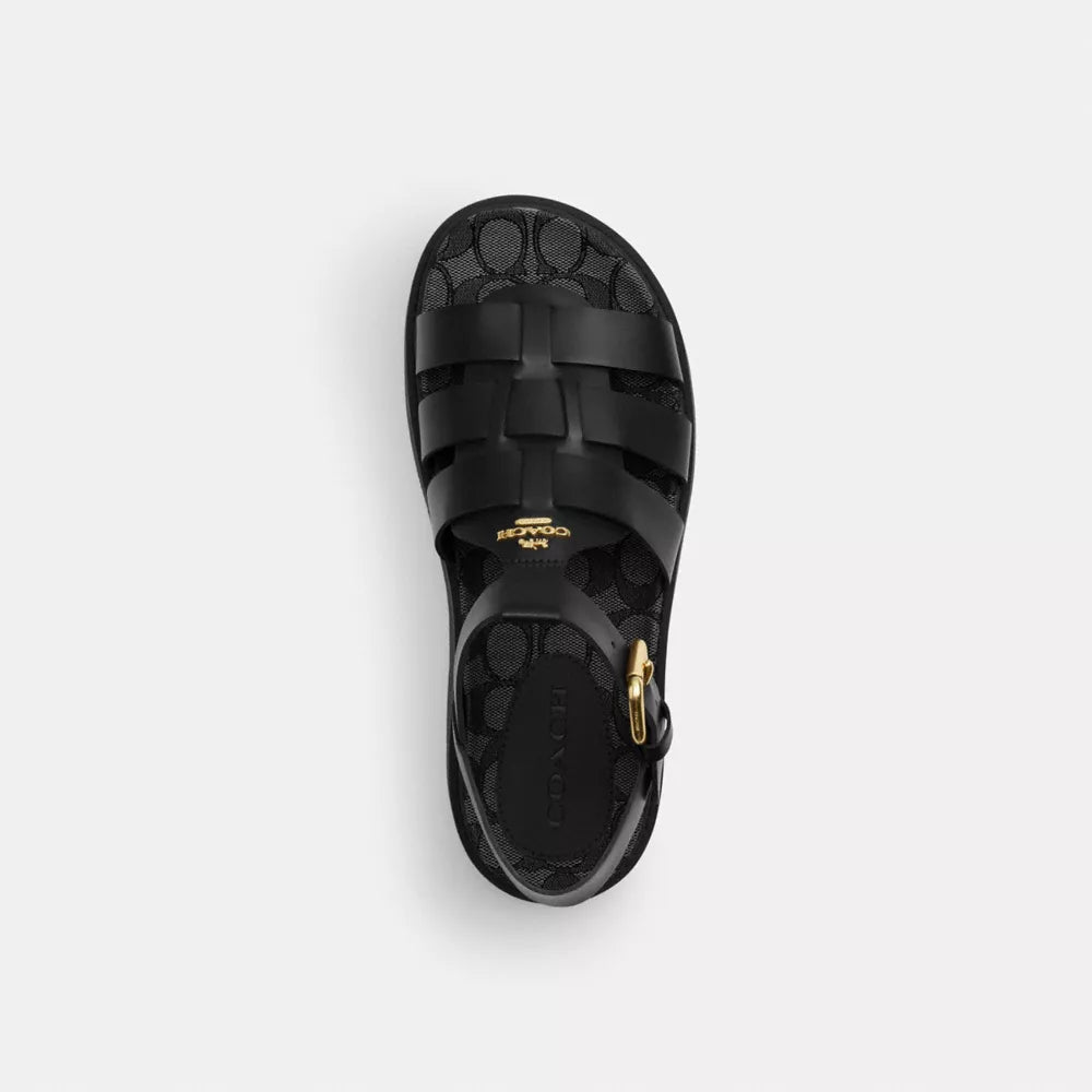 Lucy Lug Sole Sandal In Signature Jacquard - Signature Jacquard/Black/Smoke