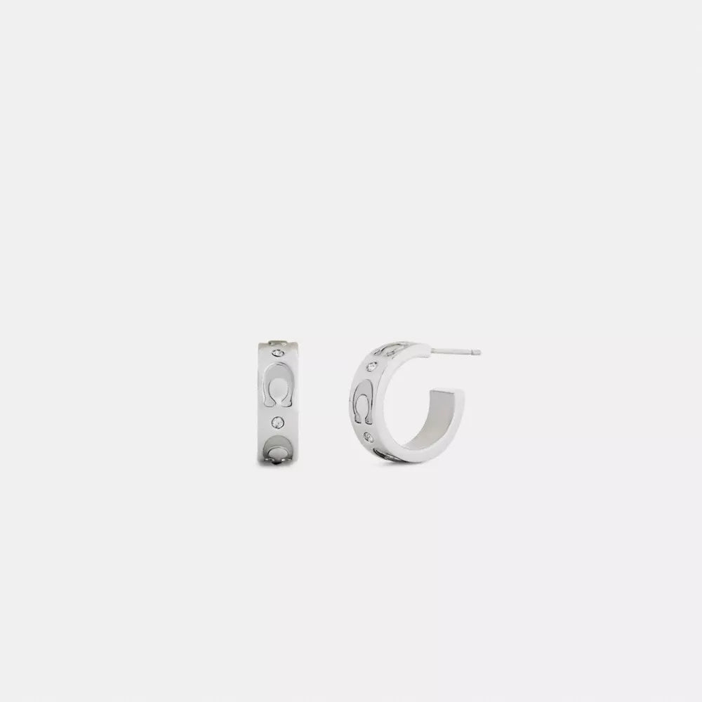 Repeated C Huggie Earrings - Silver
