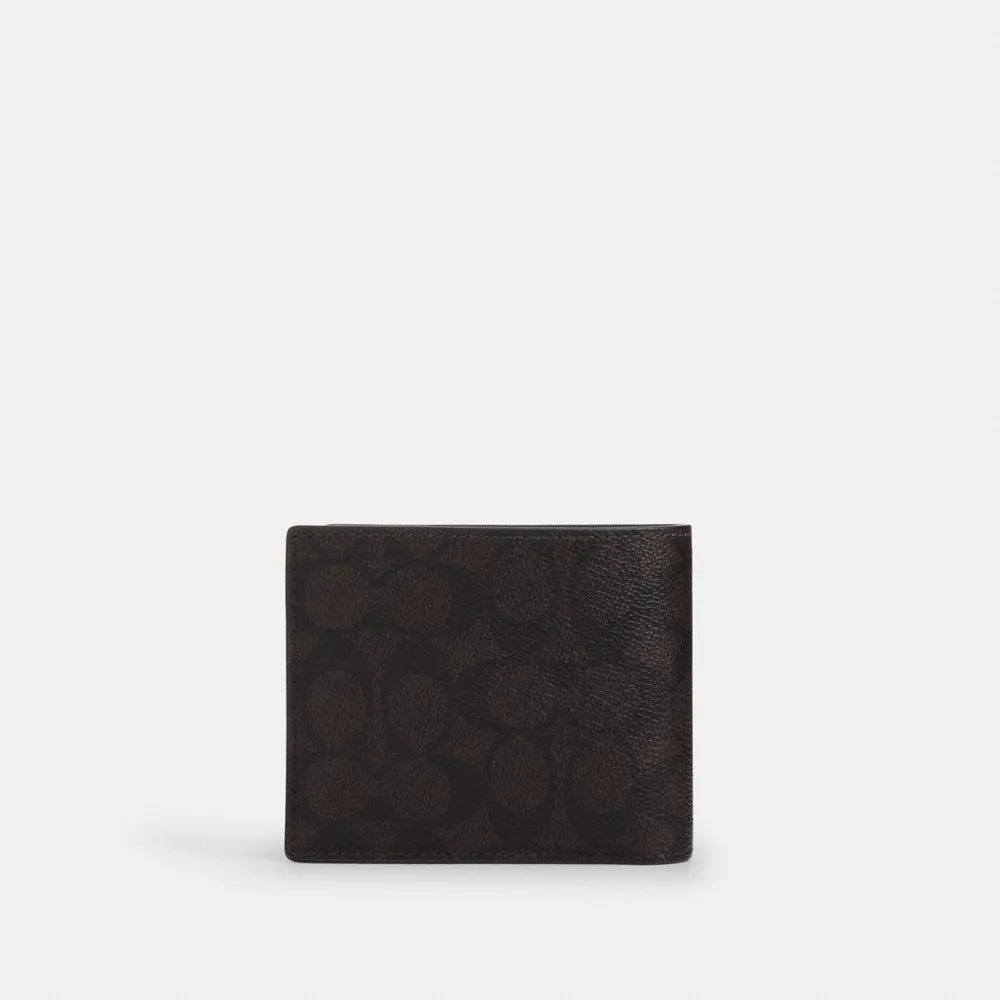 3-In-1 Wallet In Signature Canvas With Patches - Signature Canvas/SV/Walnut/Black