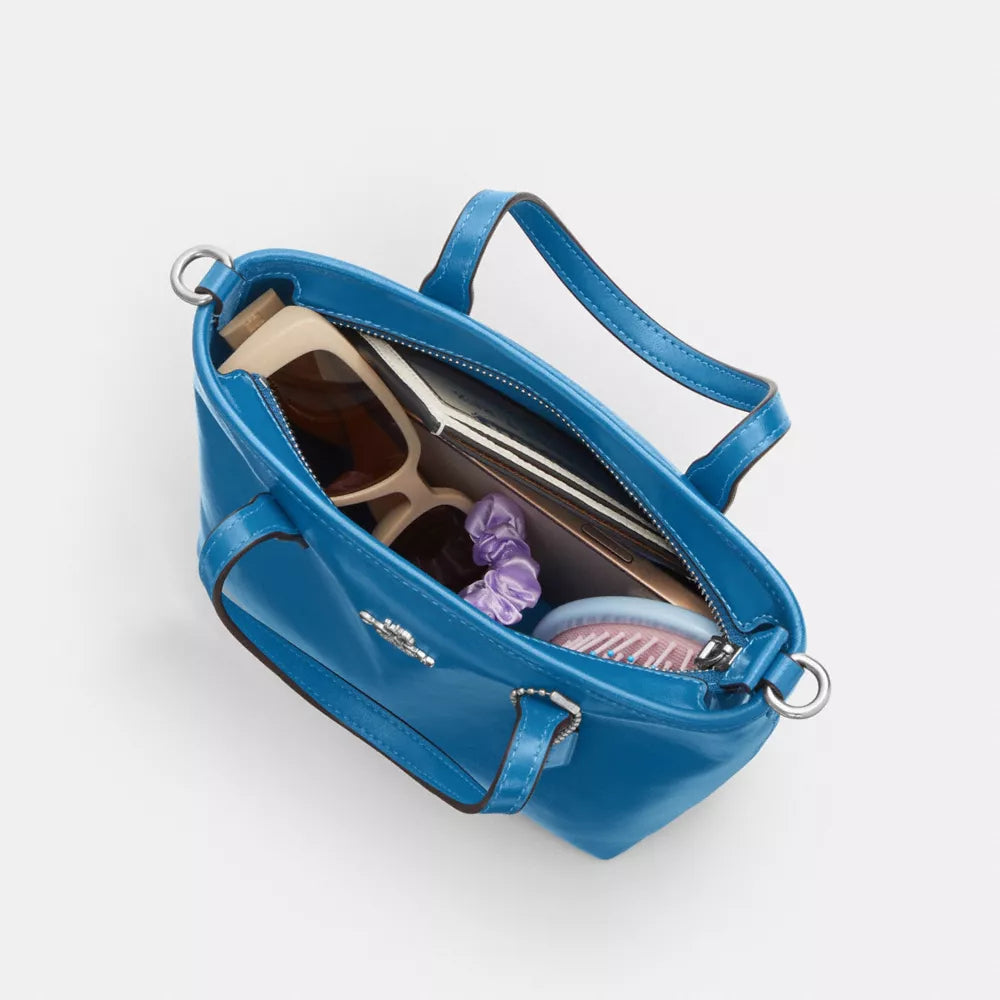 City Mini Tote Bag - Smooth Leather/Silver/Blue Jay