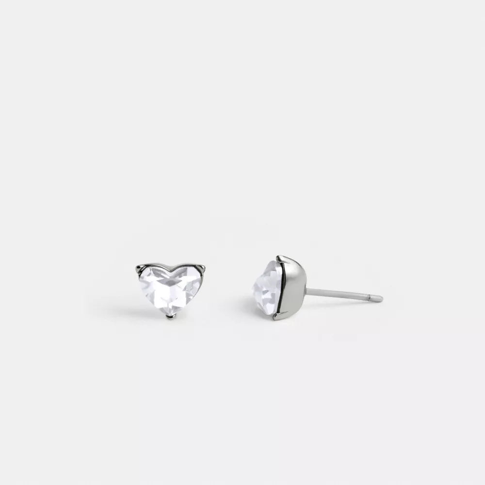 Halo Heart Stud Earrings - Silver