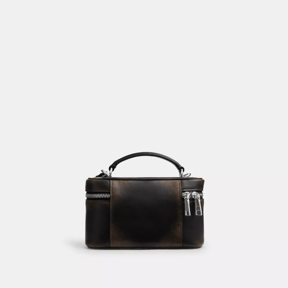 Rainer Crossbody Bag 18 With Pocket In Loved Leather - Silver/Black Brown