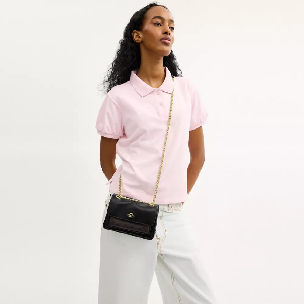Elodie Crossbody Bag 18 In Signature Canvas - Gold/Walnut/Black