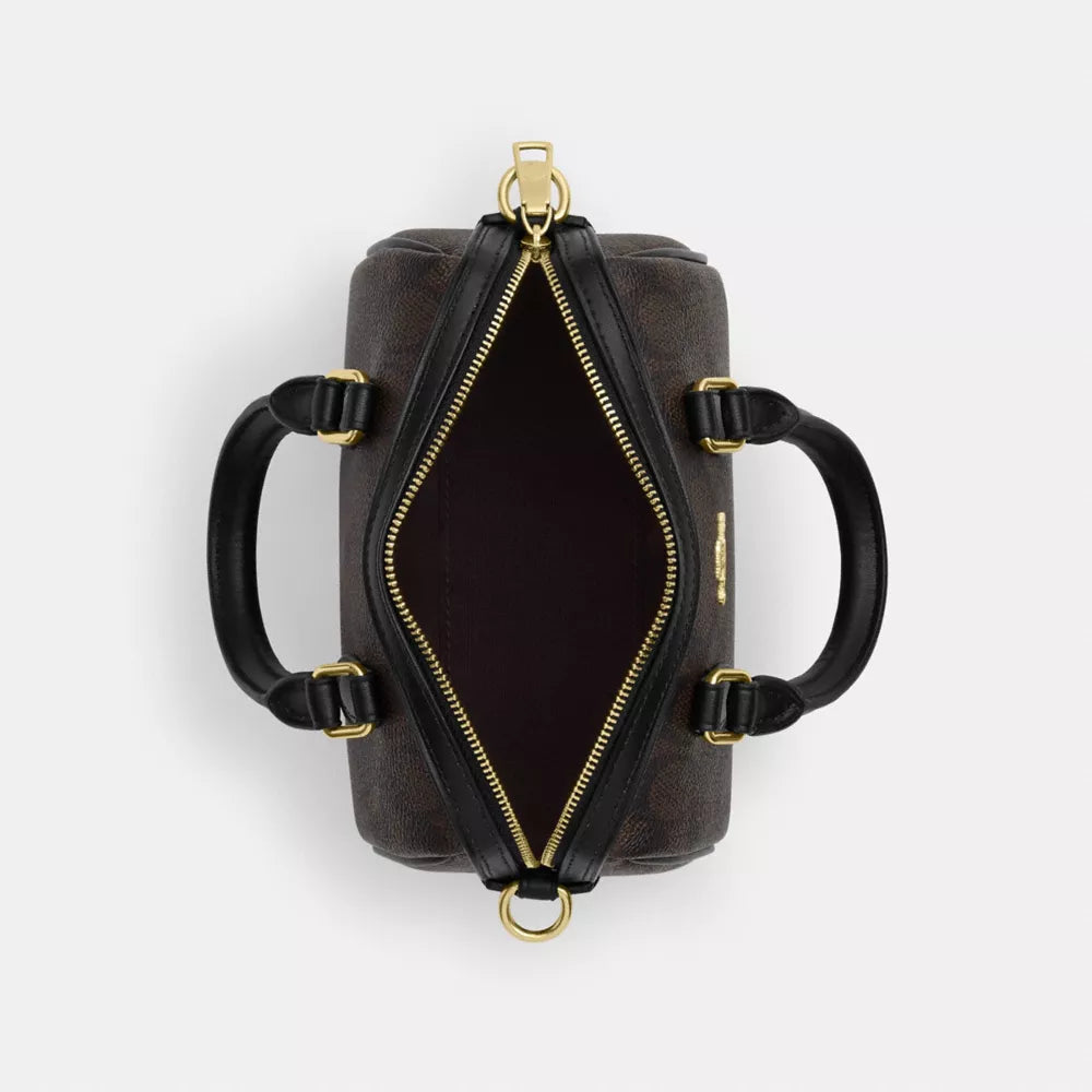 Mini Rowan Crossbody Bag In Signature Canvas - Signature Canvas/Gold/Walnut/Black