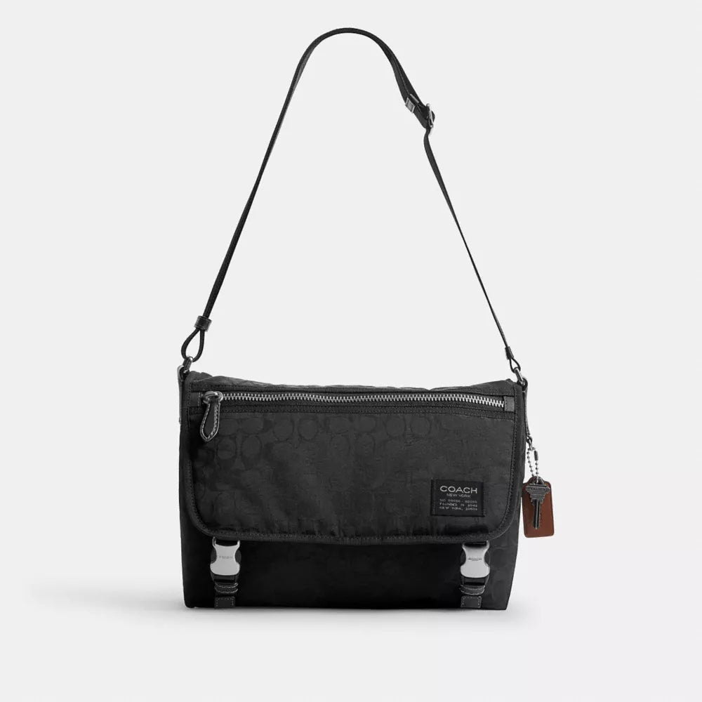 Lane Messenger In Signature Nylon - Black