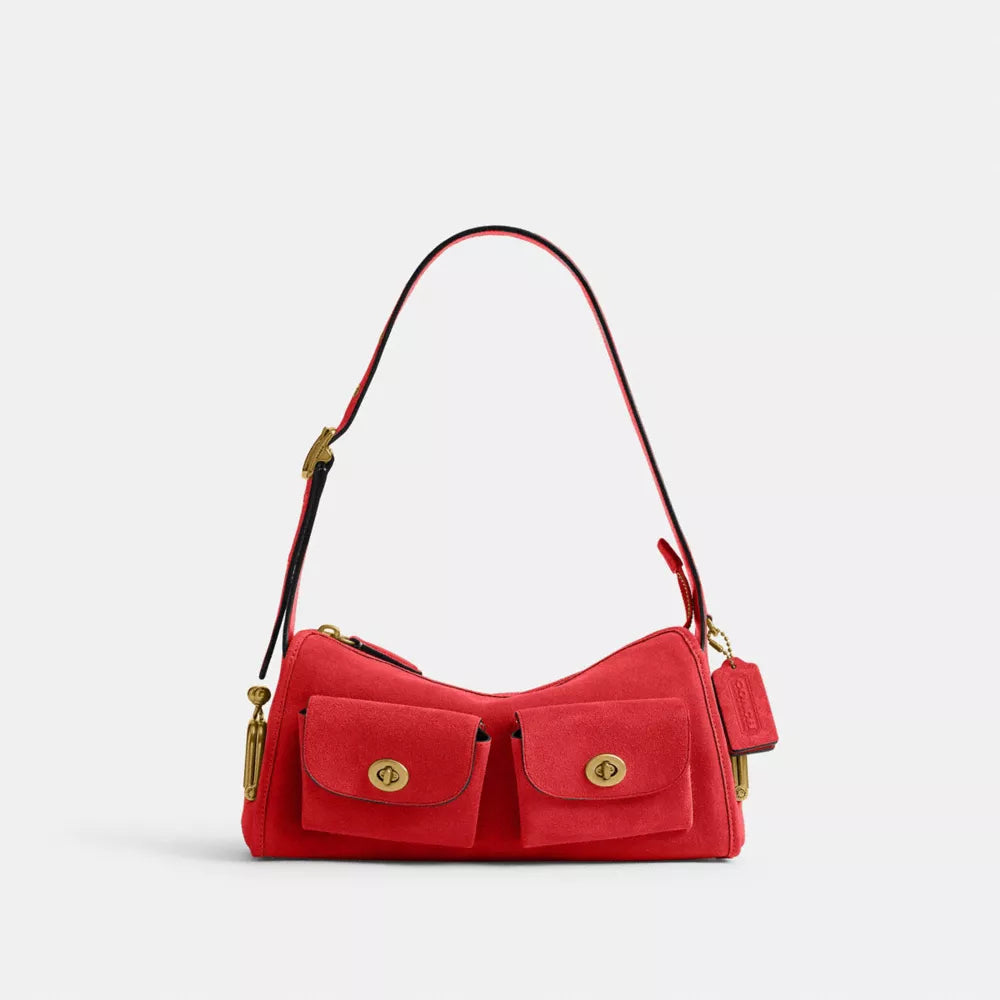 Turnlock Haversack Bag 27 - Suede/Brass/Candy Apple
