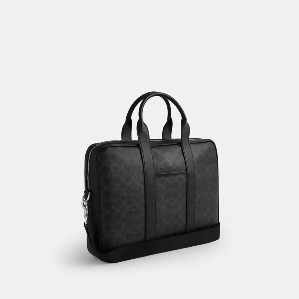 Austin Brief In Signature Canvas - Signature Canvas/Silver/Black Signature