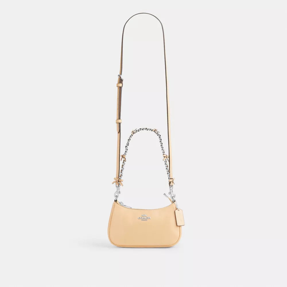 Teri Mini Crossbody Bag With Bows - Crinkle Leather/Silver/Light Sand