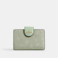 Medium Corner Zip Wallet With Floral Print - Gold/Pale Green