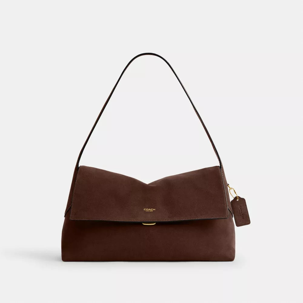 Chelsea Shoulder Bag 36 - Suede/Brass/Dark Chocolate