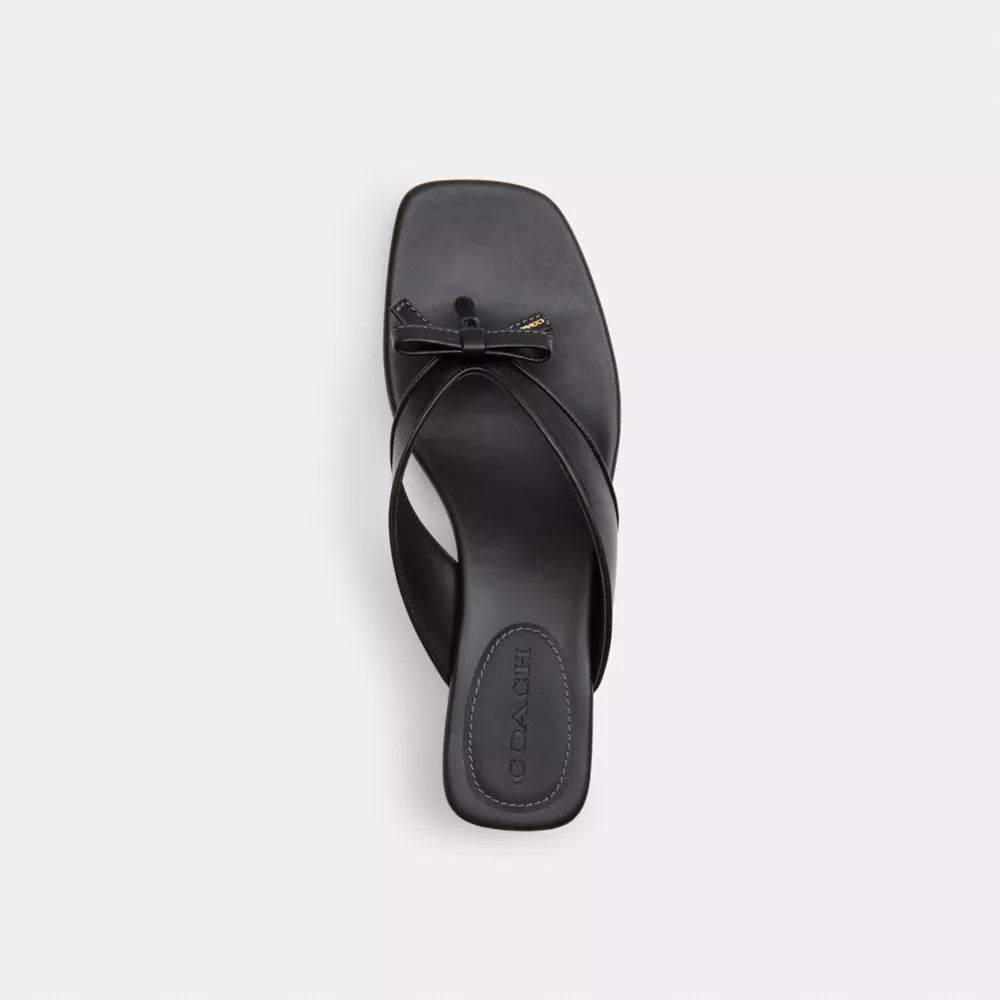 Bow Thong Kitten Heel - Coated Canvas/Black