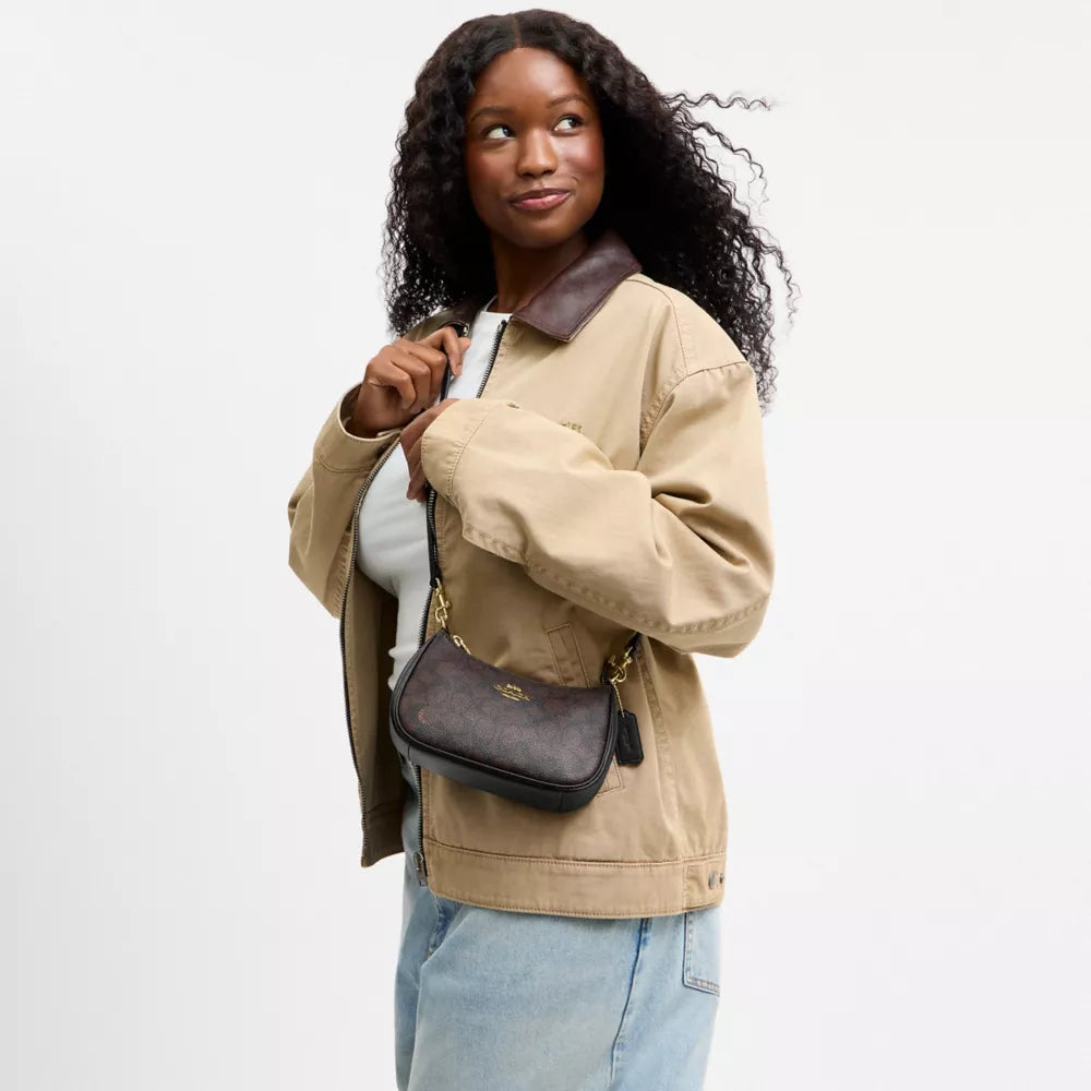 Teri Mini Crossbody Bag In Signature Canvas - Signature Canvas/Gold/Walnut/Black