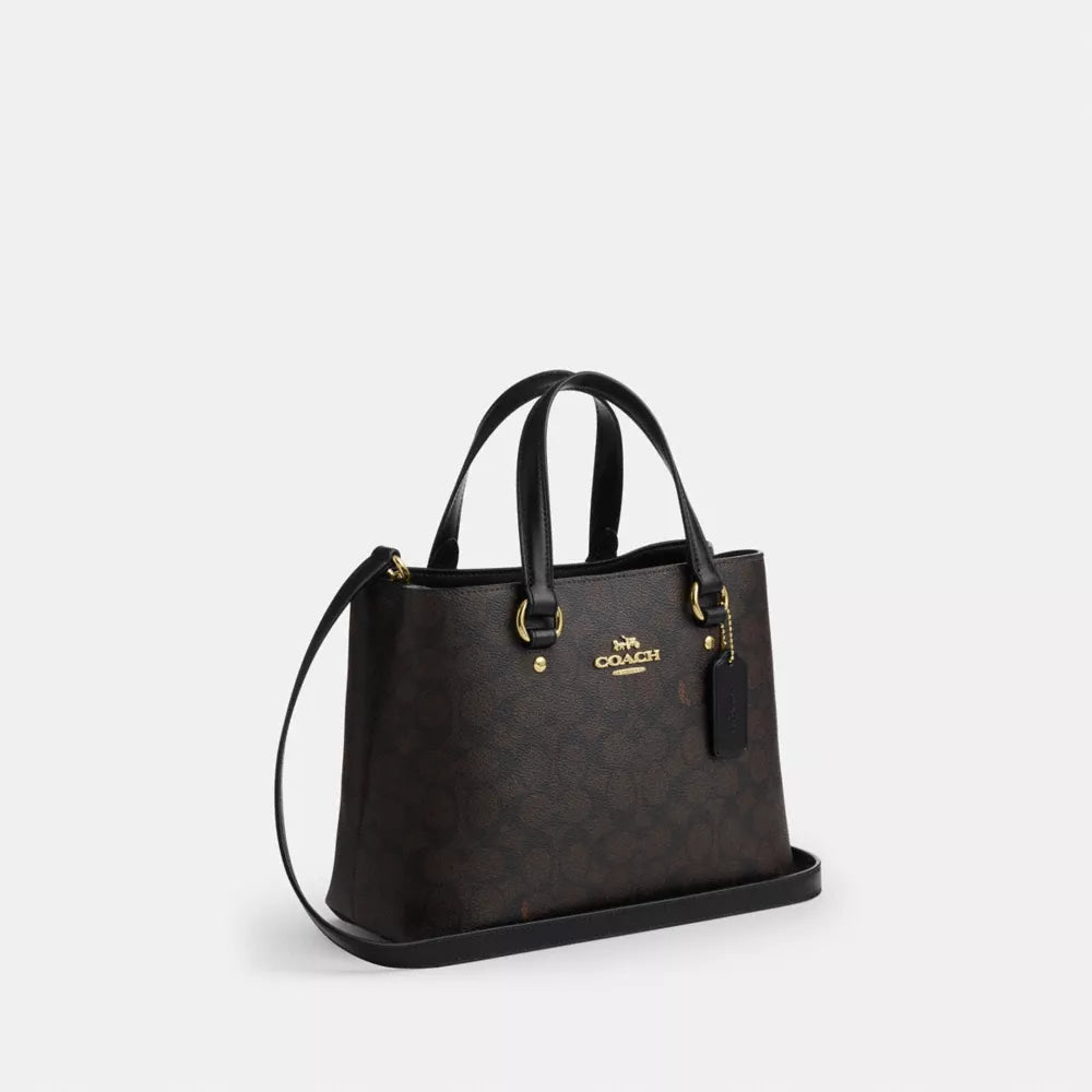 Station Carryall Bag In Signature Canvas - Gold/Walnut/Black