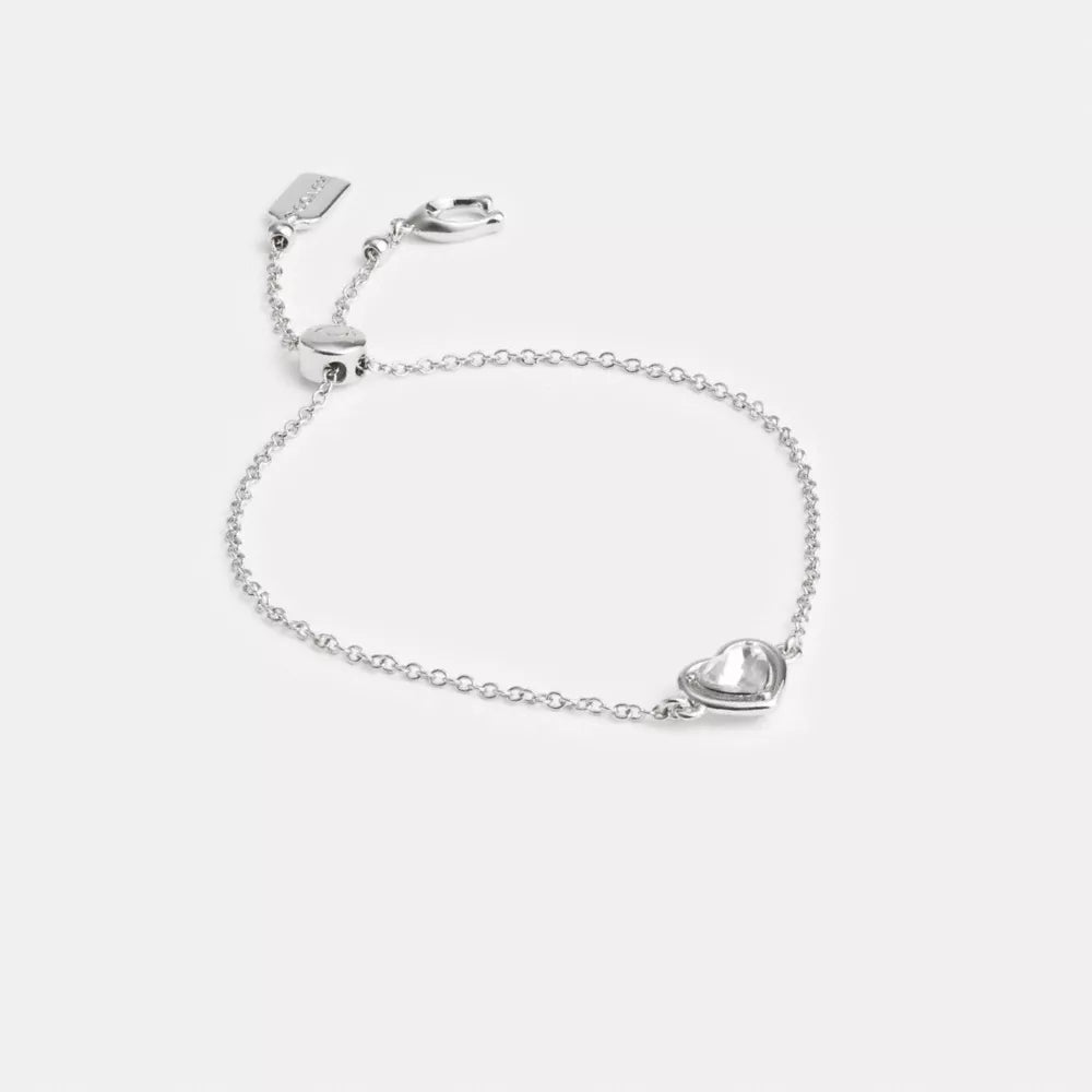 Halo Heart Slider Bracelet - Brass/Silver